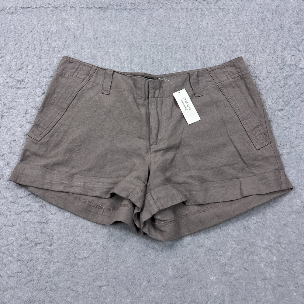 Banana Republic Martin Shorts Women's 6 Cool Brown Woven Linen 3" Chino Summer